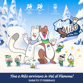 Tina e Milo arrivano in Val di Fiemme: sabato l'incontro con le mascotte di Milano Cortina 2026