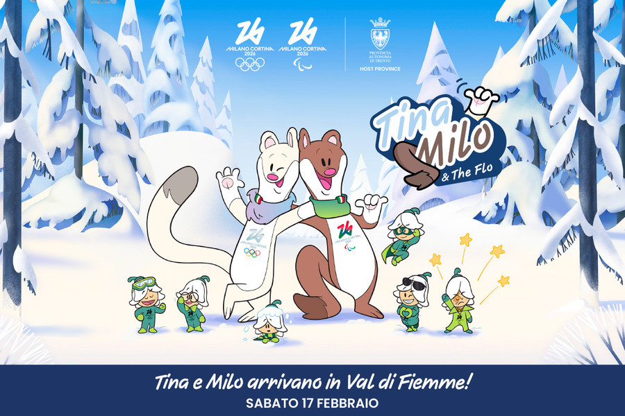 Tina e Milo arrivano in Val di Fiemme: sabato l'incontro con le mascotte di Milano Cortina 2026